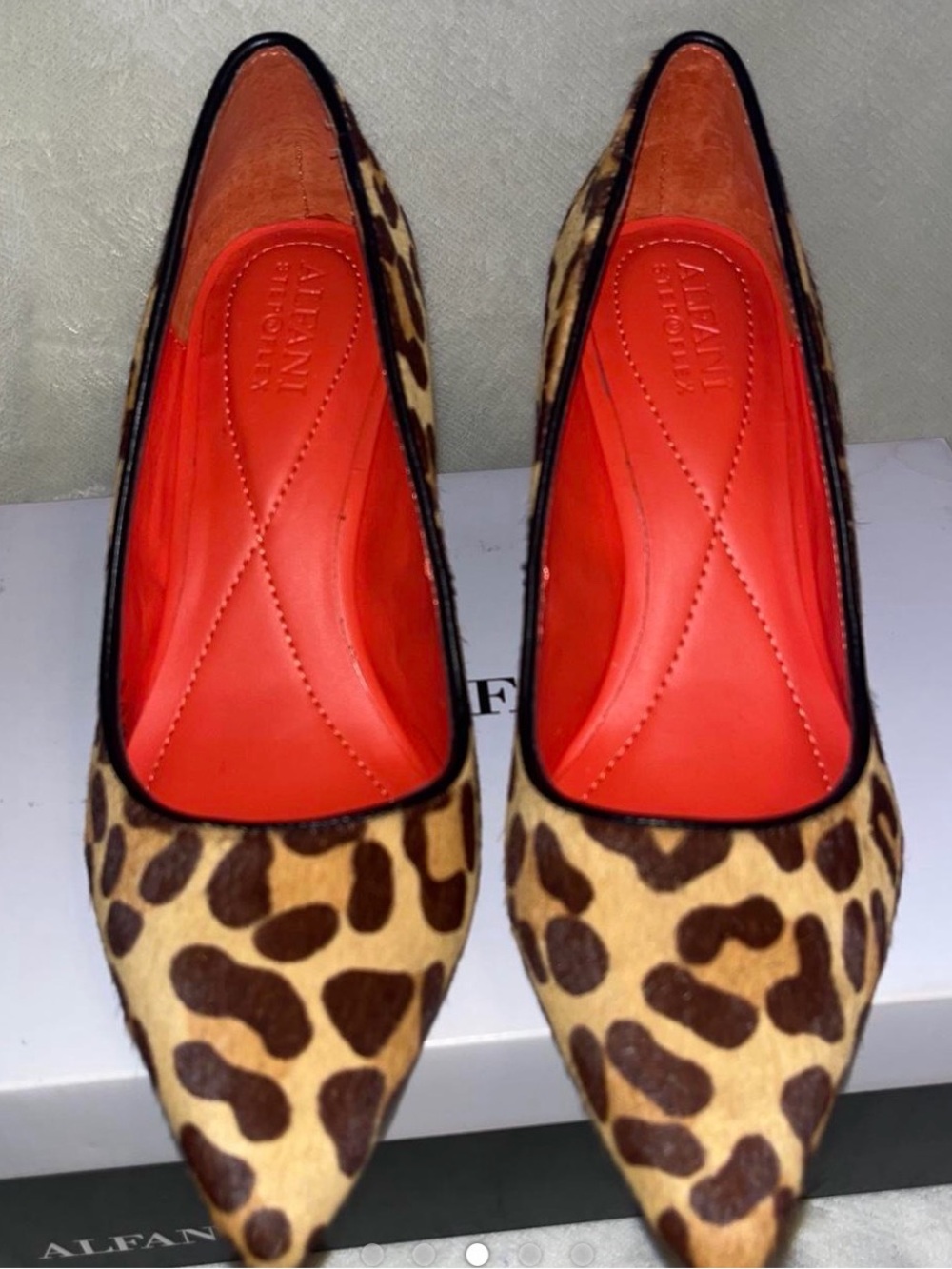 Alfani Leopard-Print Pointed Flats with Red Insole